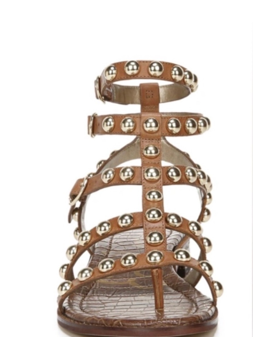 Sam Edelman Eavan Studded Gladiator Sandal Brown Leather Domed Metal Studs 6.5 - Picture 4 of 11